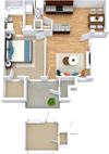 Floor Plan 1 Bed 1 Bath 600 - 687 sqft